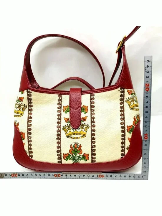 Authentic Gucci Jackie 1961 Floral Canvas Small Shoulder Bag Red Leather Trim - Picture 3 of 16